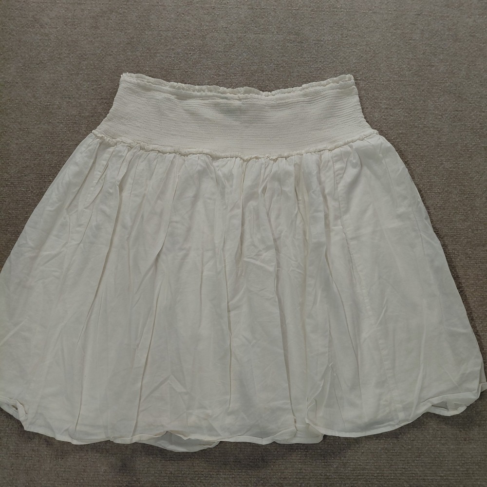 BITTEN Size 14 Cream Cotton Lined Pleated Tiered Maxi Skirt Country CottageCore - Picture 4 of 10